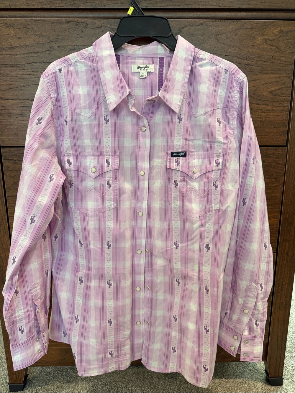 Wrangler Pink Lavender Plaid Western Snap-Front Shirt